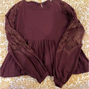 Free people burgundy peplum top